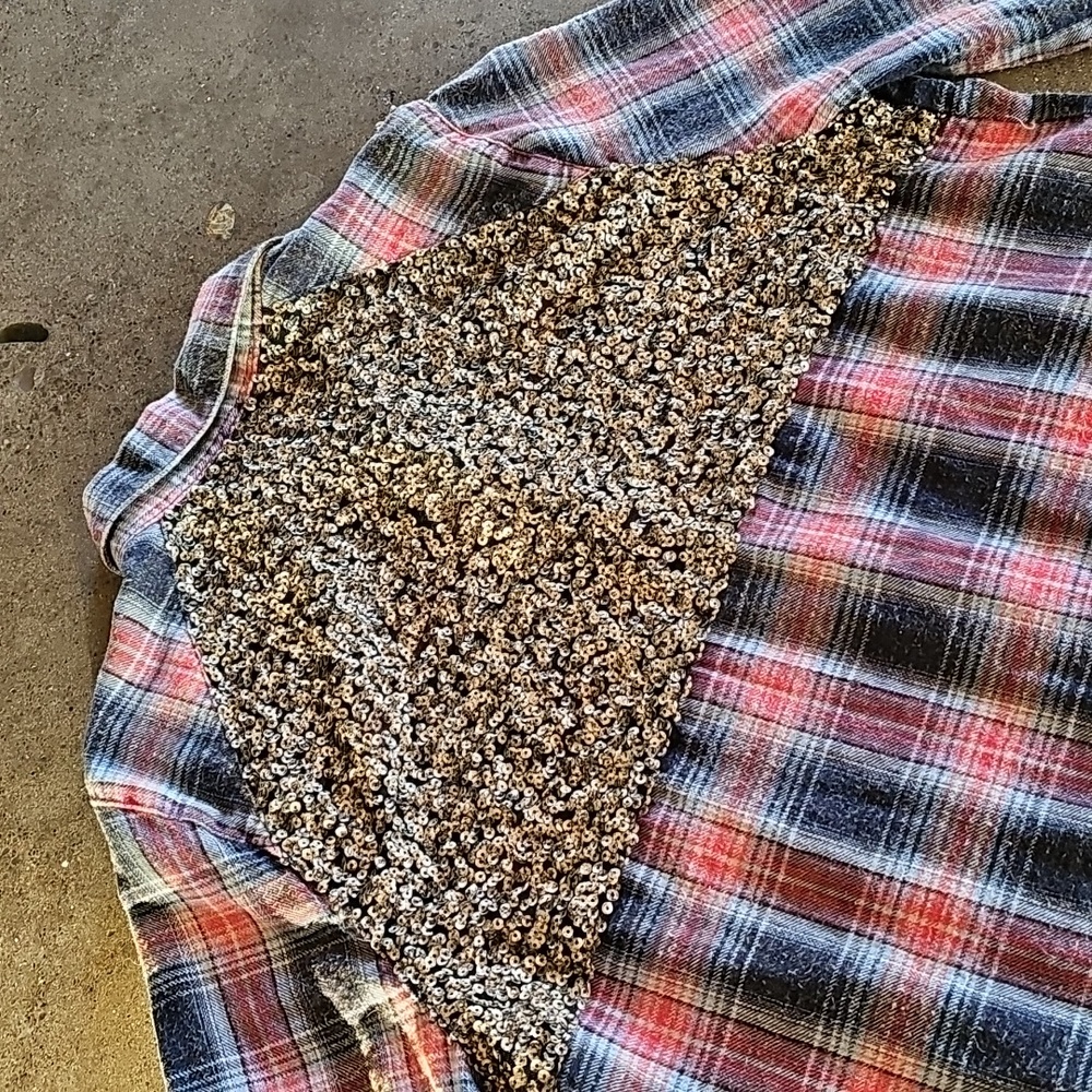 Free People Sequin Western Flannel Top - Picture 3 of 16